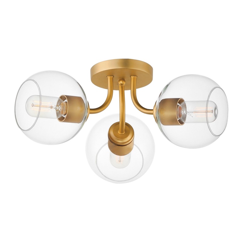 Knox Three Light Semi-Flush Mount in Natural Aged Brass