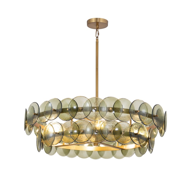 Loren Four Light Chandelier in Weathered Brass