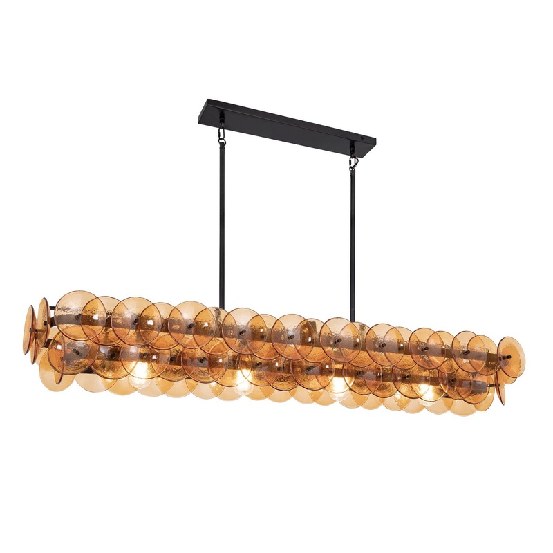 Loren Four Light Linear Chandelier in Gunmetal