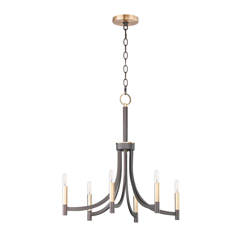 Lyndon Six Light Chandelier in Bronze / Antique Brass
