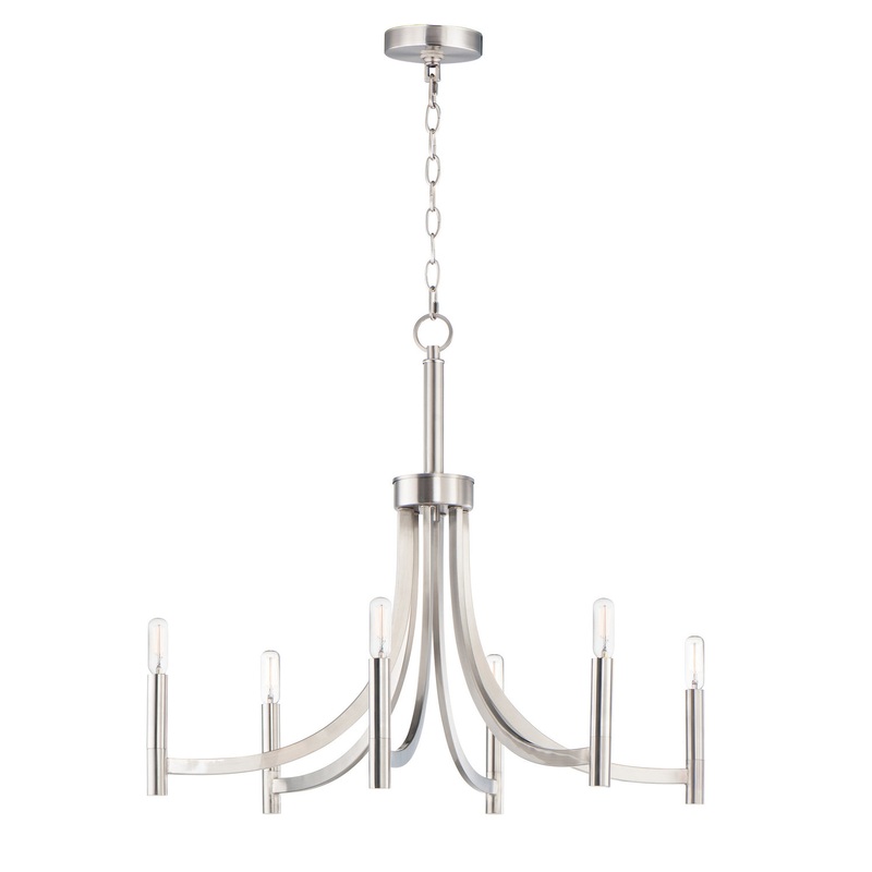 Lyndon Six Light Chandelier in Satin Nickel