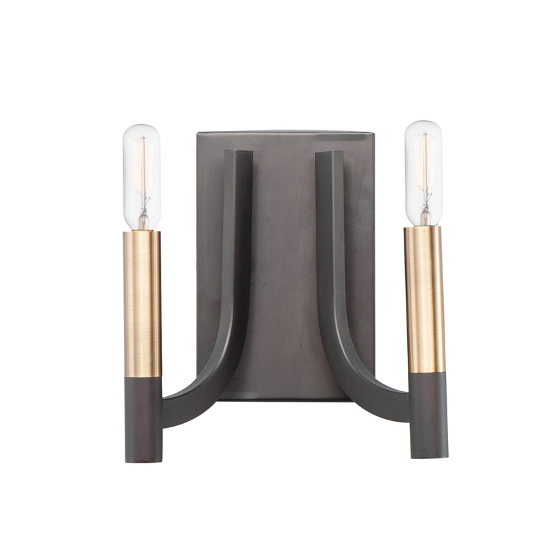 Lyndon Two Light Wall Sconce in Bronze / Antique Brass