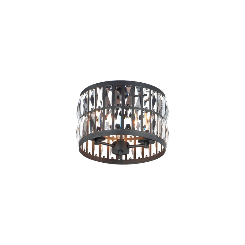 Madeline Three Light Flush Mount in Black