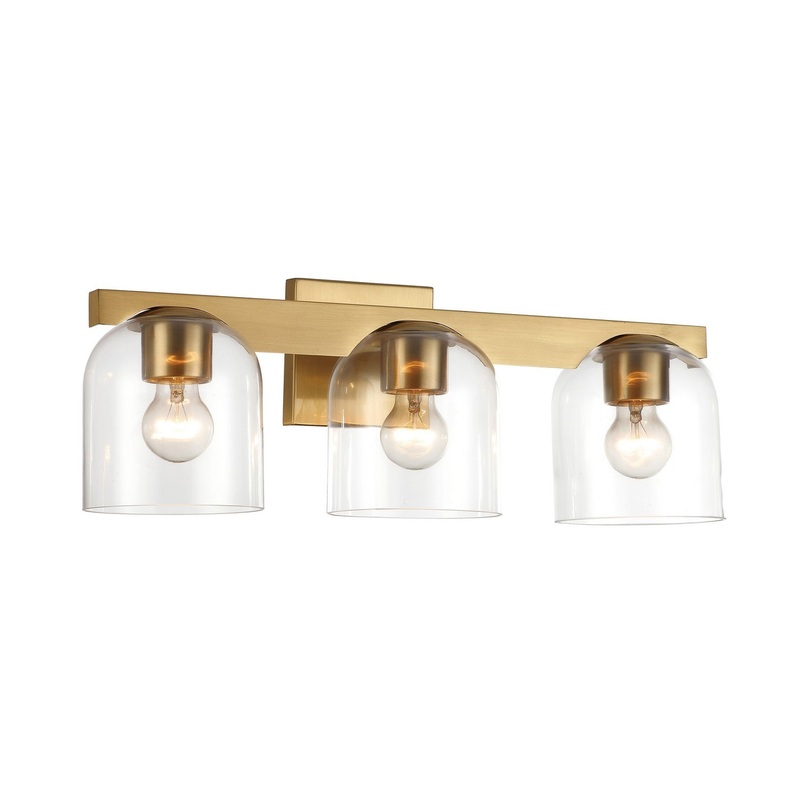 Scoop Three Light Bath Vanity in Natural Aged Brass