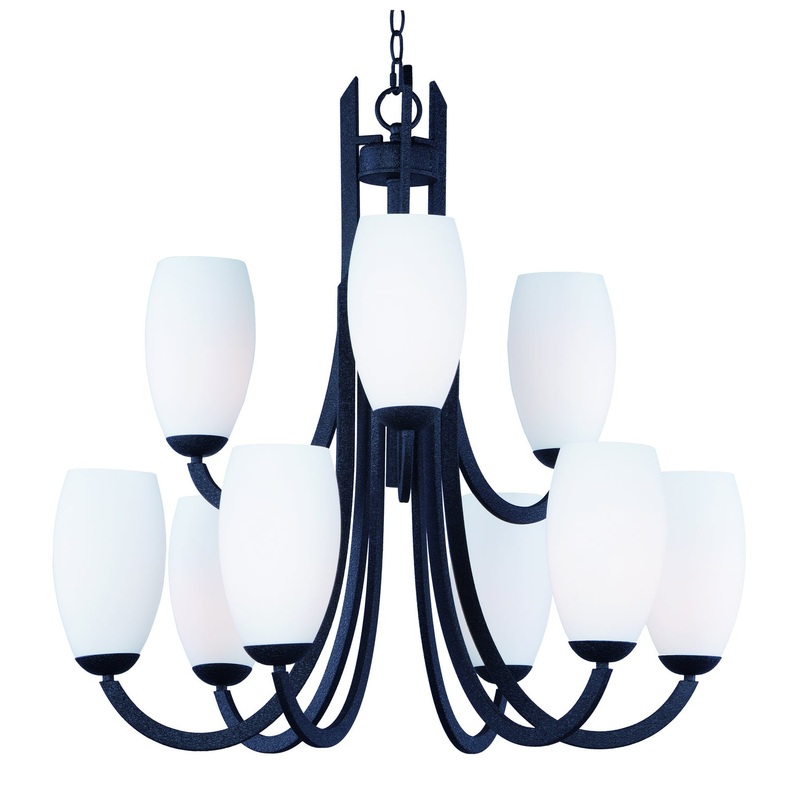 Taylor Nine Light Chandelier in Textured Black