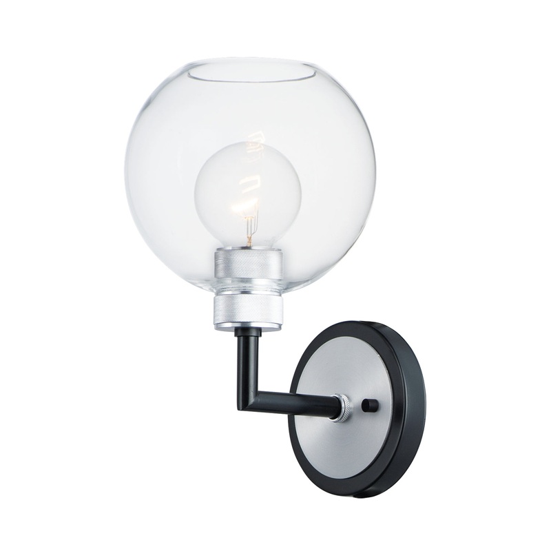 Vessel One Light Bath Vanity in Black / Brushed Aluminum