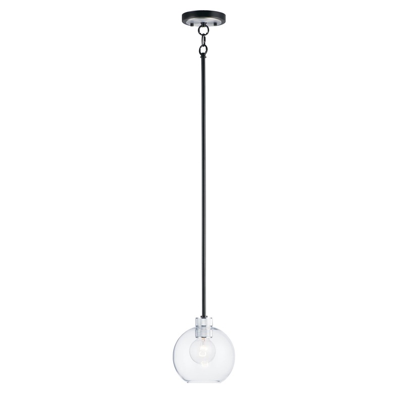 Vessel One Light Mini Pendant in Black / Brushed Aluminum