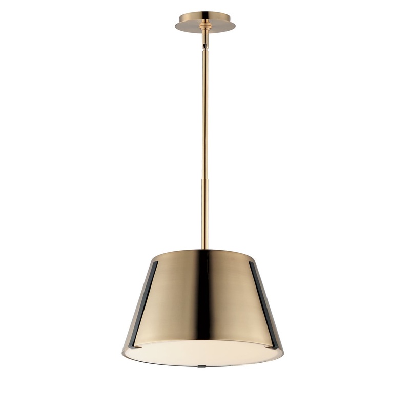 Carlo LED Pendant in Dark Bronze, Leather, Heritage Brass