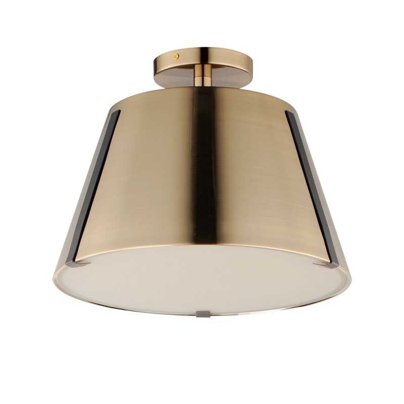 Carlo LED Semi Flush Mount in Dark Bronze, Leather, Heritage Brass