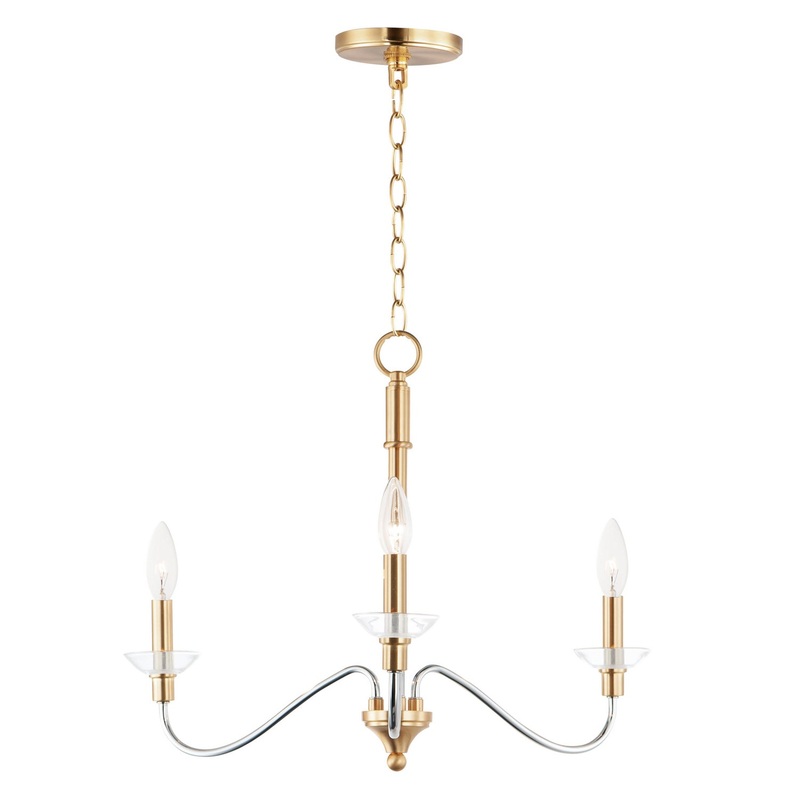 Clarion Three Light Pendant in Polished Chrome / Satin Brass