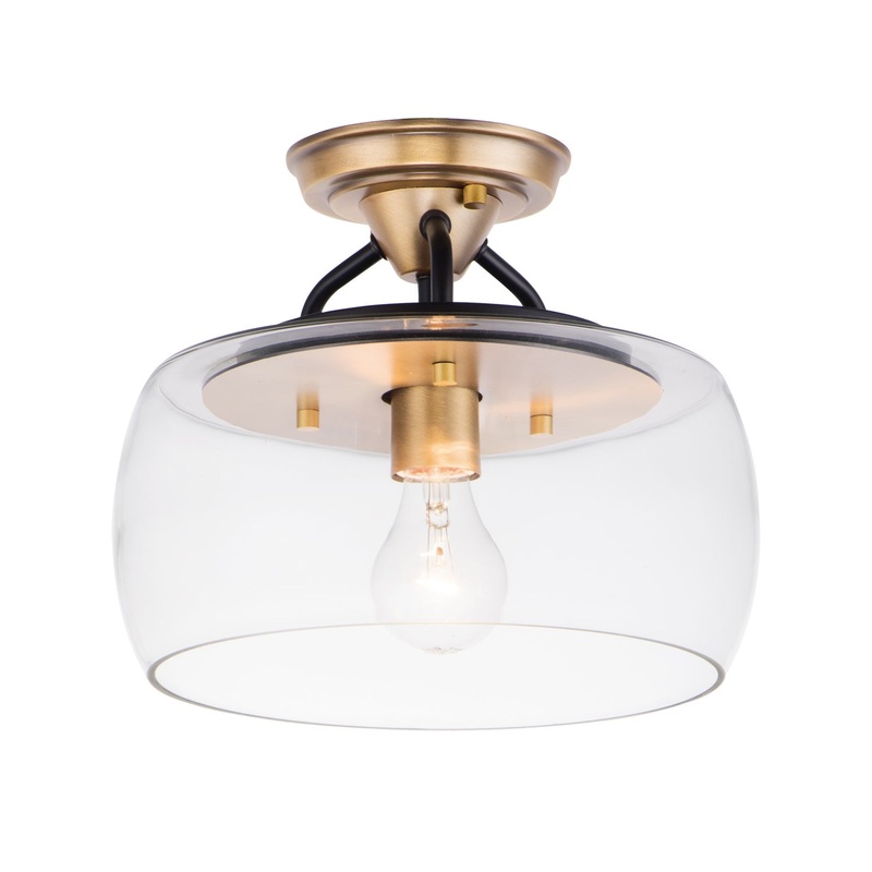 Goblet One Light Semi-Flush Mount in Bronze / Antique Brass