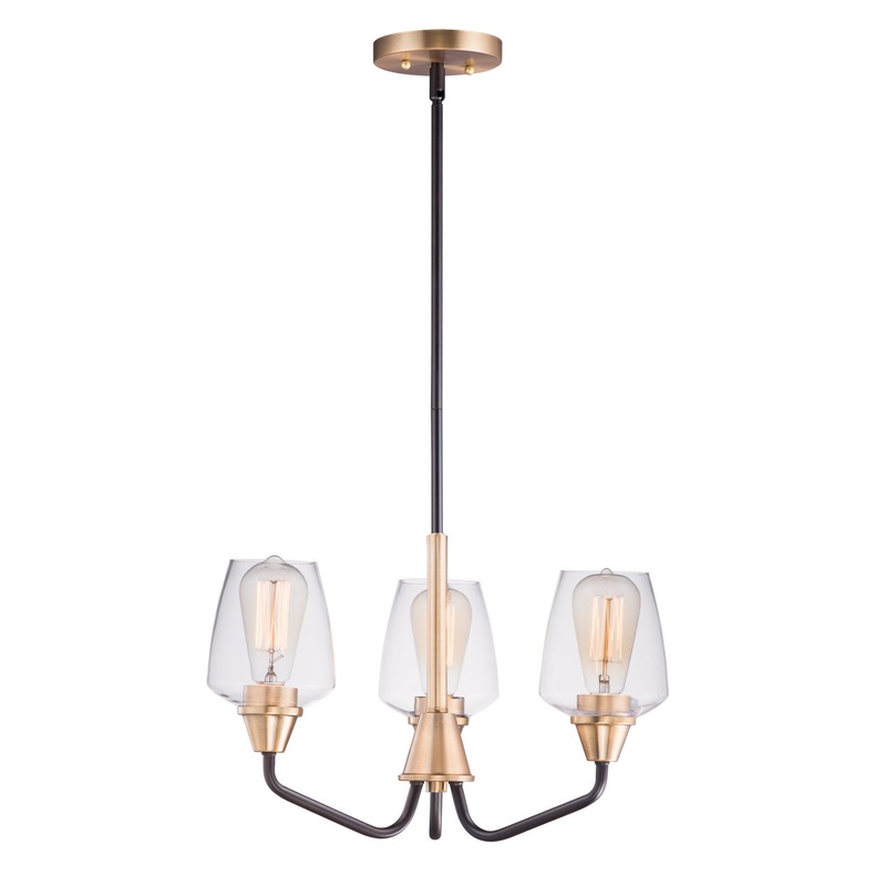 Goblet Three Light Chandelier in Bronze / Antique Brass