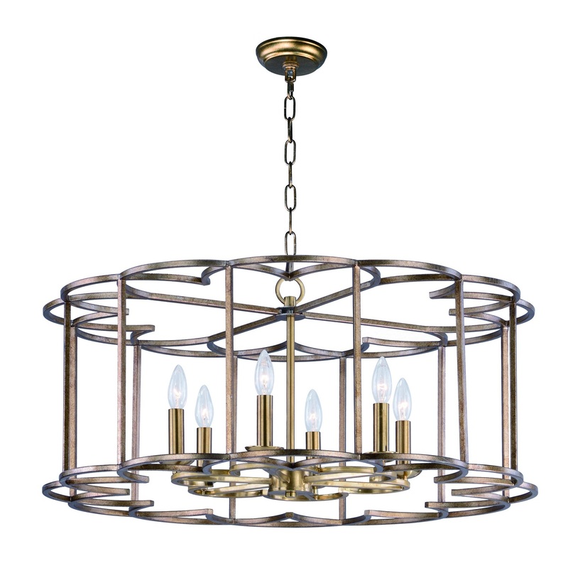 Helix Six Light Chandelier in Bronze Fusion