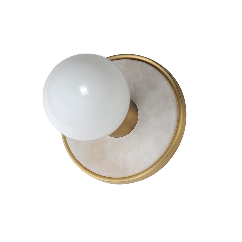 Hollywood LED Wall Sconce in Whit Alabaster / Natural Aged Brass