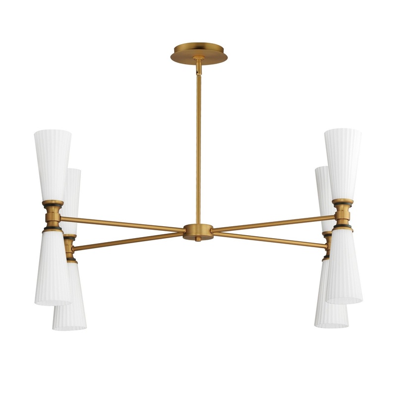 Krevat Eight Light Chandelier in Black / Natural Aged Brass