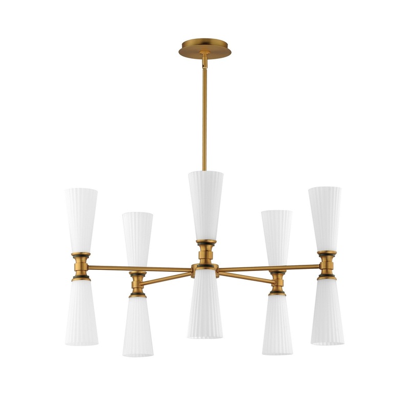 Krevat Ten Light Chandelier in Black / Natural Aged Brass
