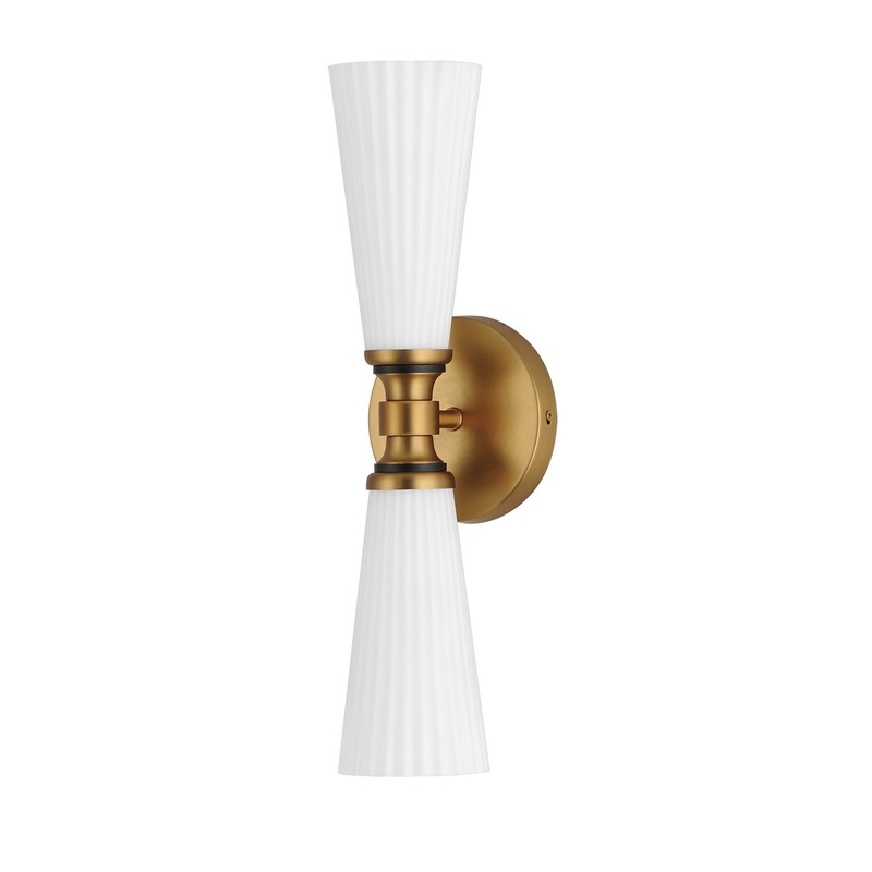 Krevat Two Light Wall Sconce in Black / Natural Aged Brass