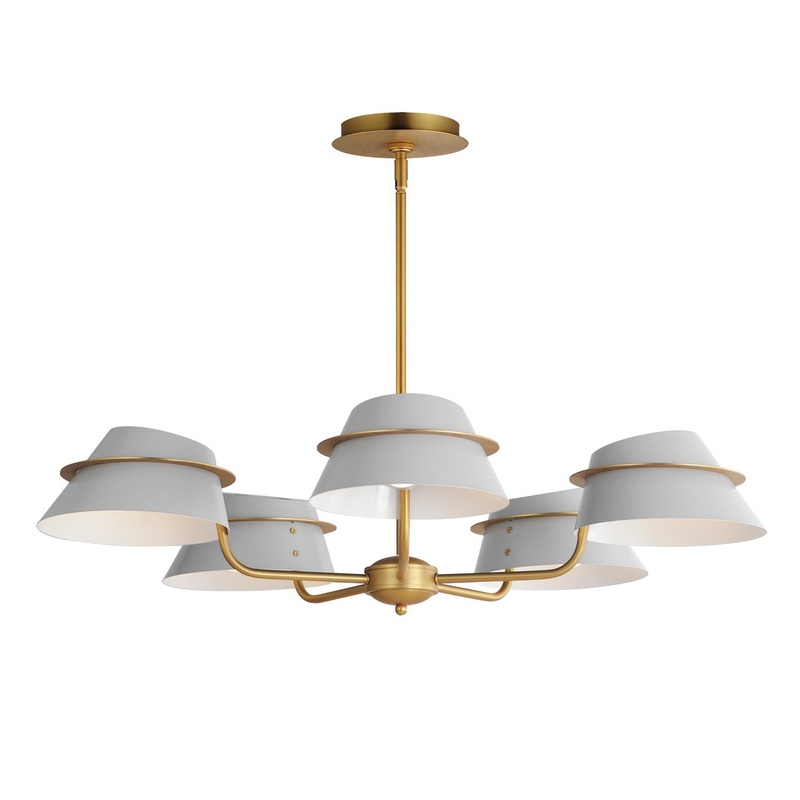 Lucas Five Light Chandelier in Natural Aged Brass