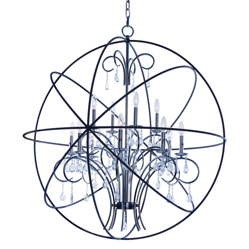 Orbit 12 Light Pendant in Anthracite / Polished Nickel