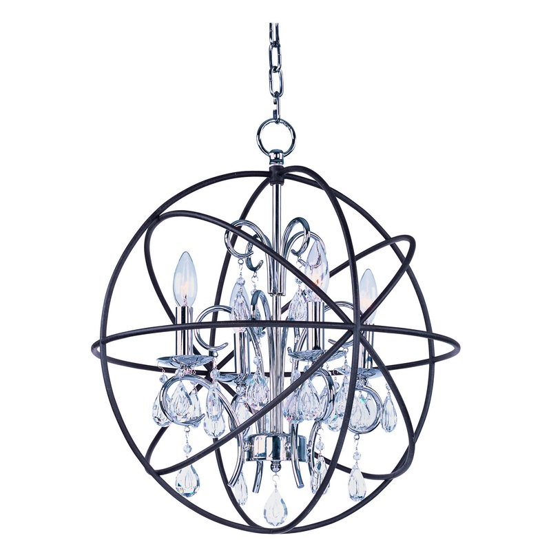 Orbit Four Light Pendant in Anthracite / Polished Nickel
