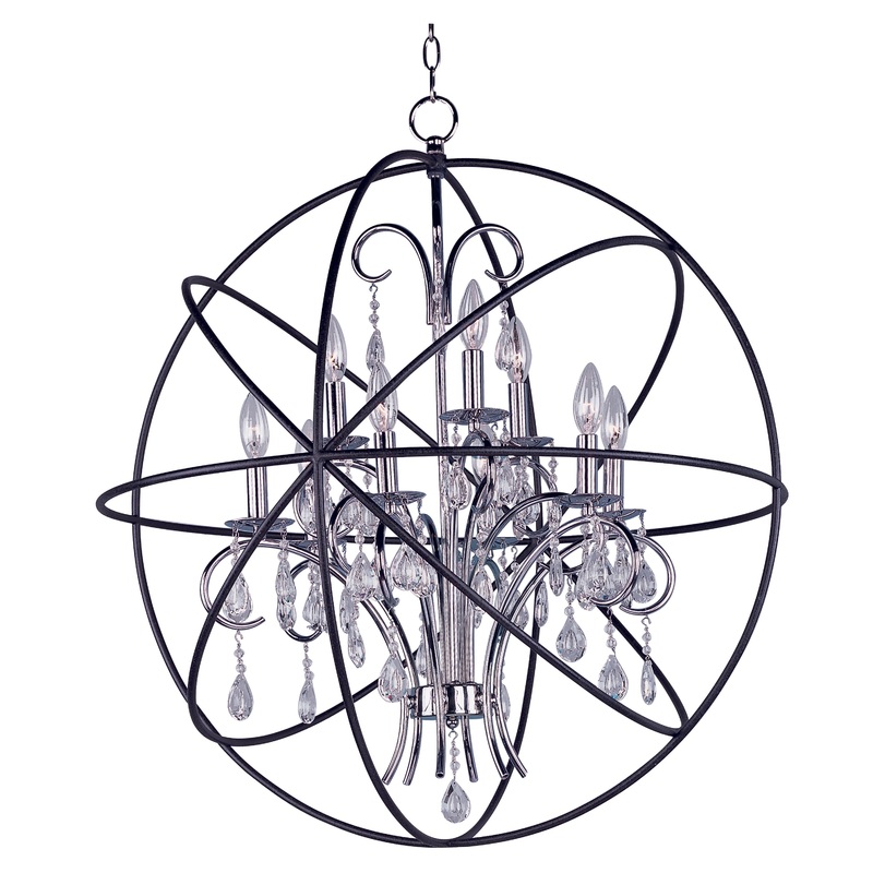 Orbit Nine Light Pendant in Anthracite / Polished Nickel