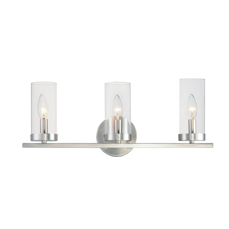Sentinel Three Light Bath Vanity in Satin Nickel
