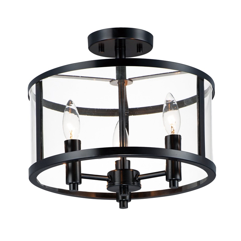 Sentinel Three Light Semi Flush Mount in Black