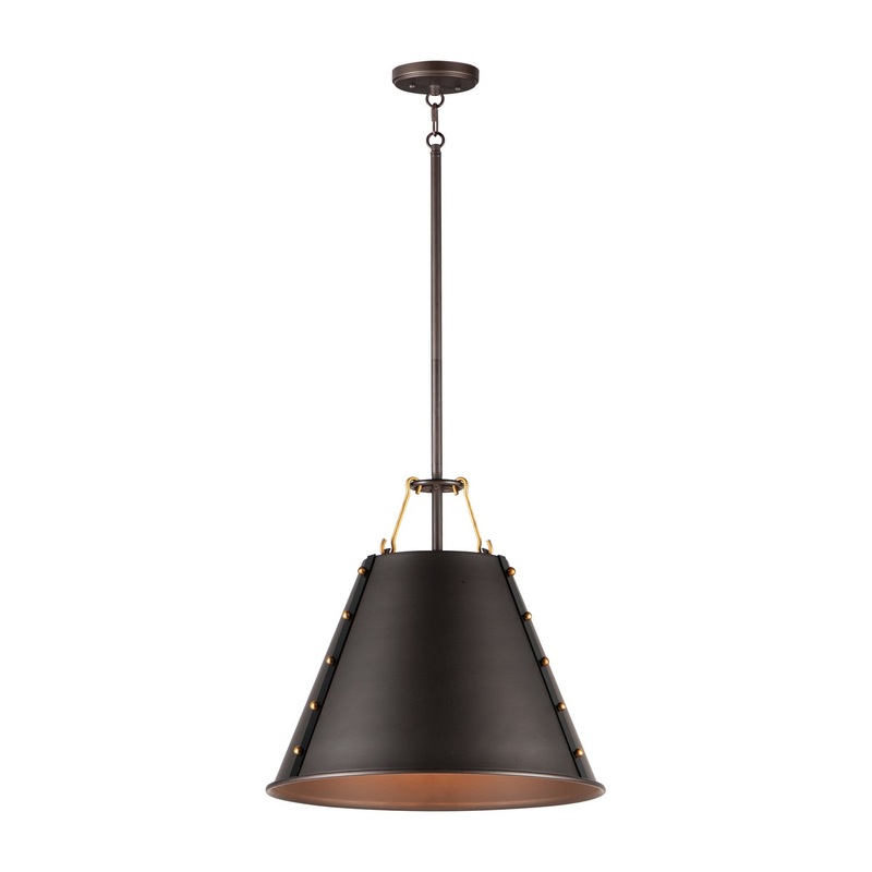 Trestle One Light Pendant in Oil Rubbed Bronze / Antique Brass