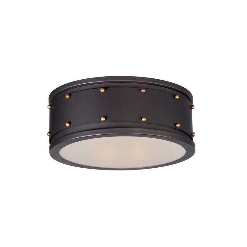 Trestle Two Light Flush Mount in Oil Rubbed Bronze / Antique Brass