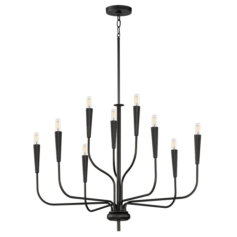 Vela Nine Light Chandelier in Black