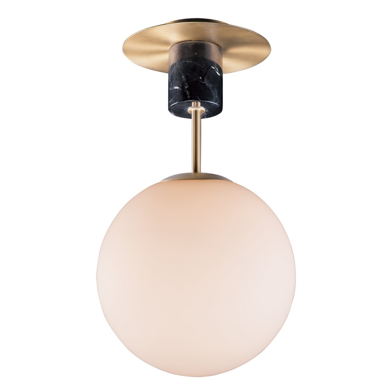 Vesper One Light Semi-Flush Mount in Satin Brass / Black