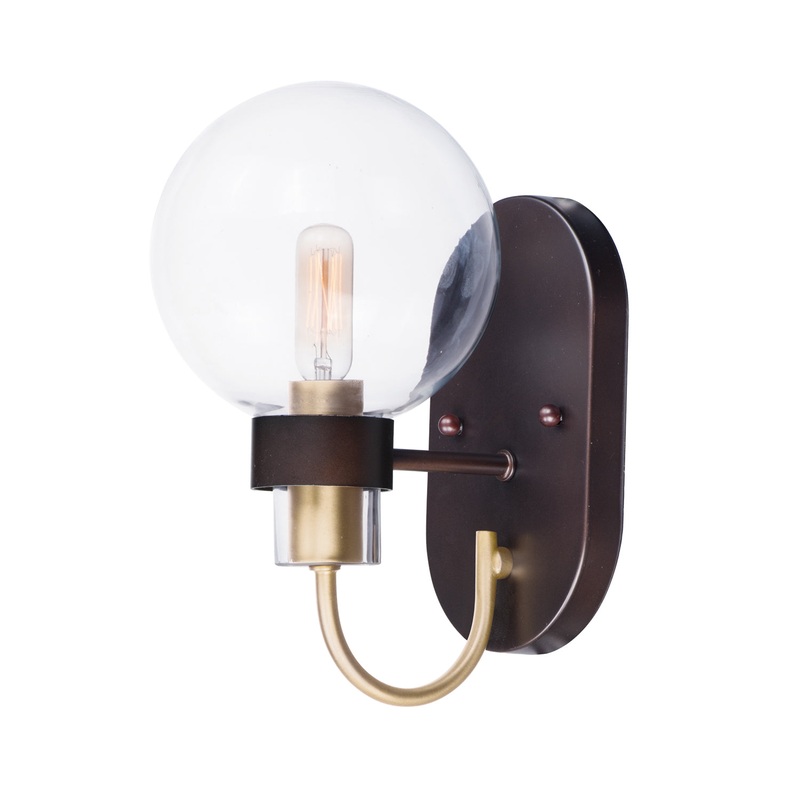 Bauhaus One Light Wall Sconce in Bronze / Satin Brass