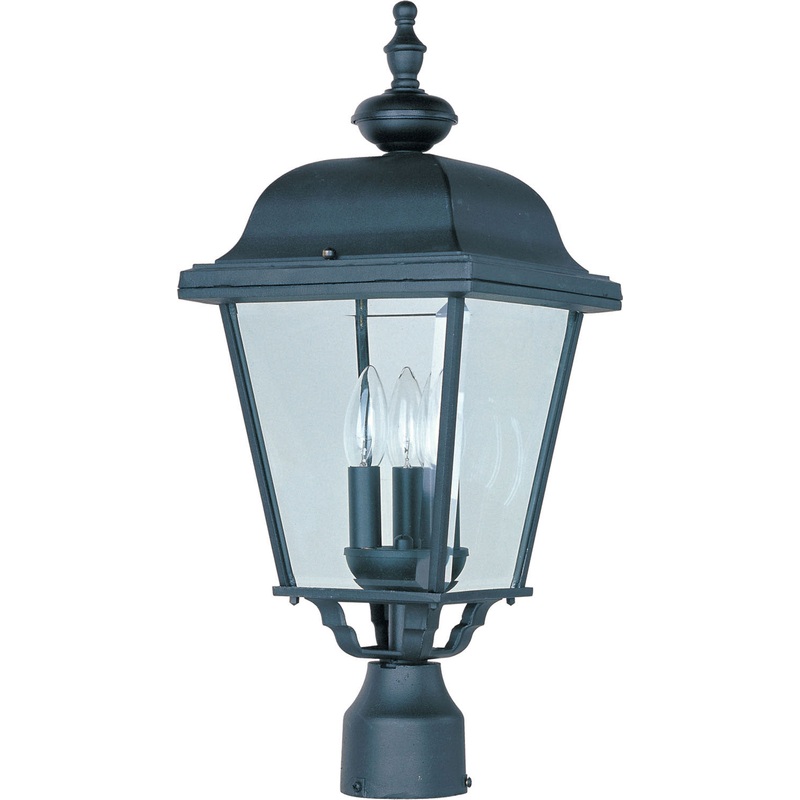 Builder Cast Three Light Outdoor Pole/Post Lantern in Black