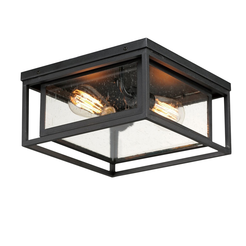 Cabana Two Light Outdoor Flush Mount in Black