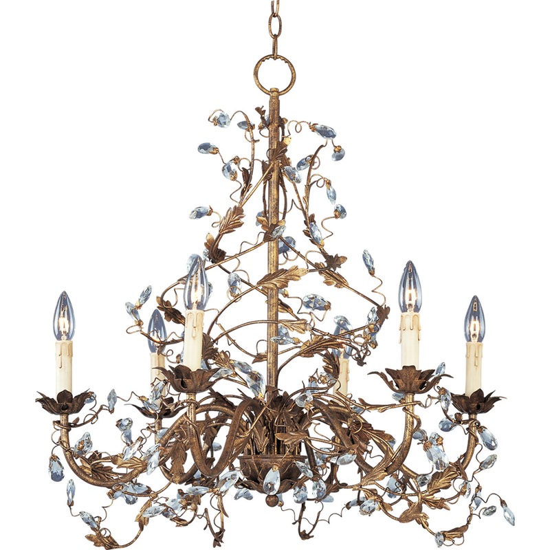 Elegante Six Light Chandelier in Etruscan Gold