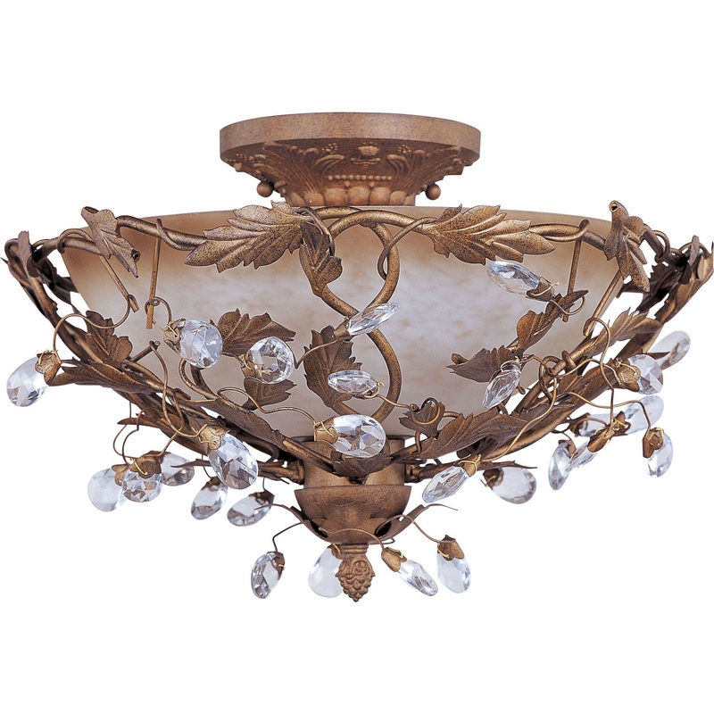 Elegante Three Light Semi-Flush Mount in Etruscan Gold