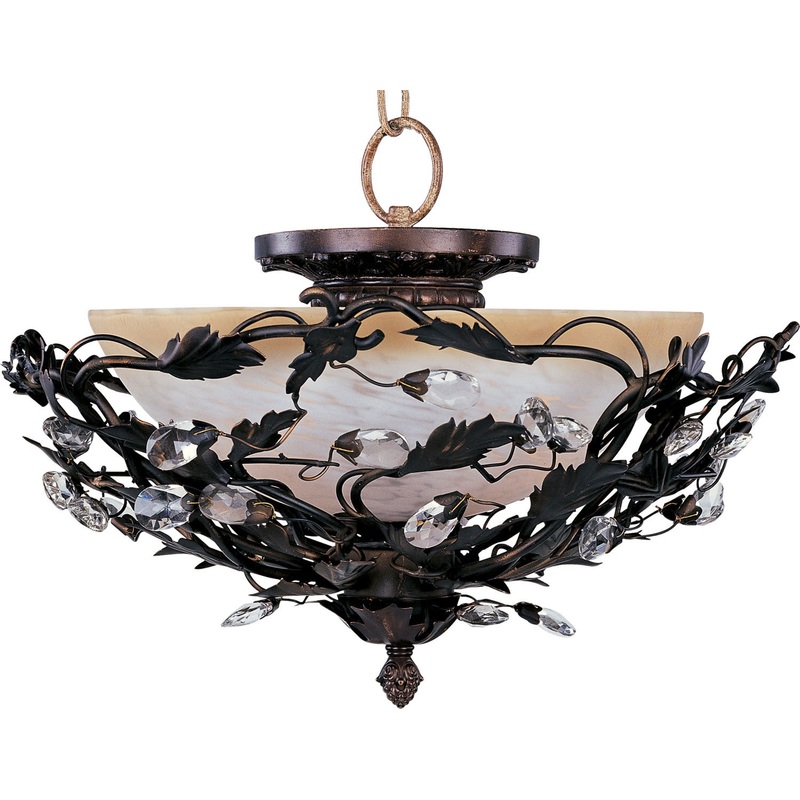 Elegante Three Light Semi-Flush Mount in Oil Rubbed Bronze