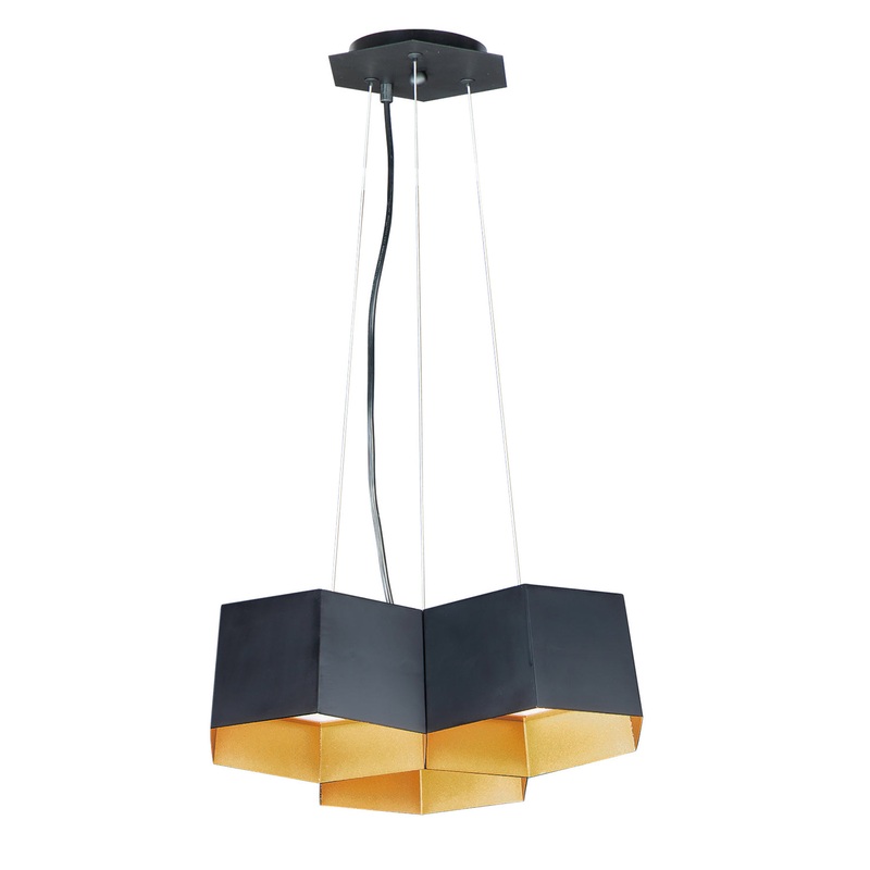 Honeycomb LED Chandelier in Black / Gold