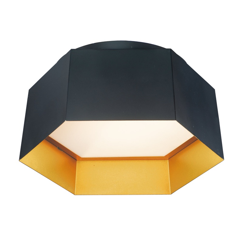 Honeycomb LED Flush Mount in Black / Gold