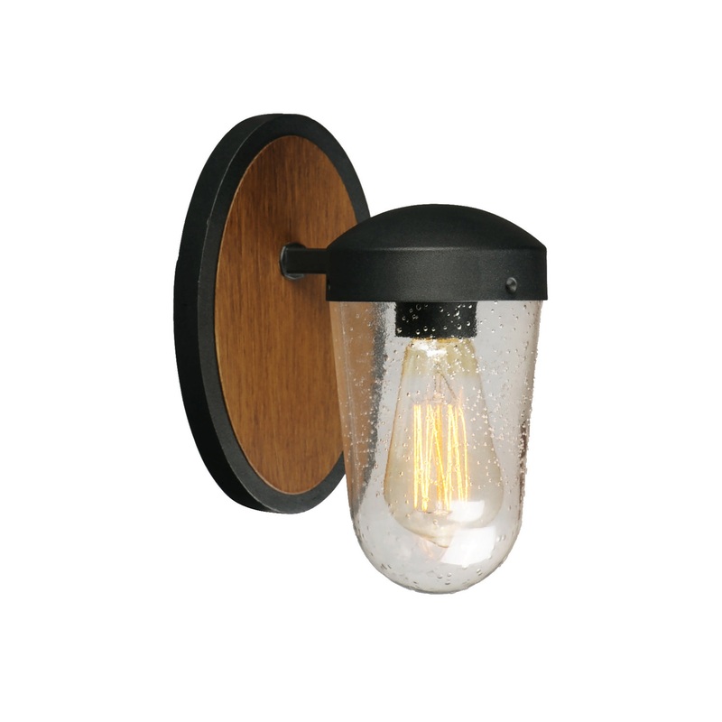 Lido One Light Outdoor Wall Lantern in Antique Pecan / Black