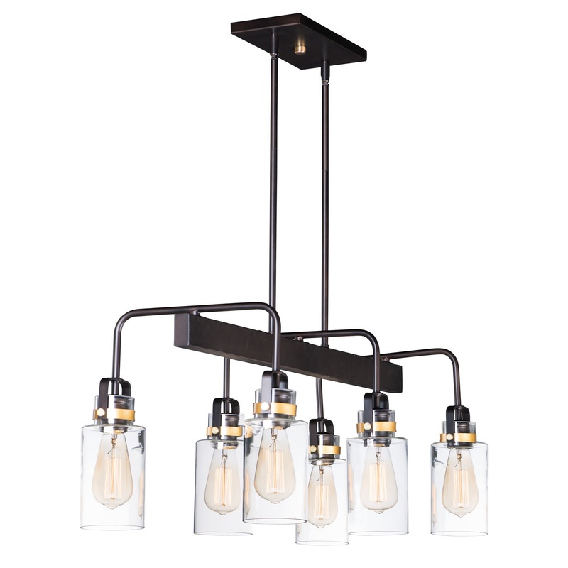 Magnolia Six Light Linear Pendant in Bronze / Gold