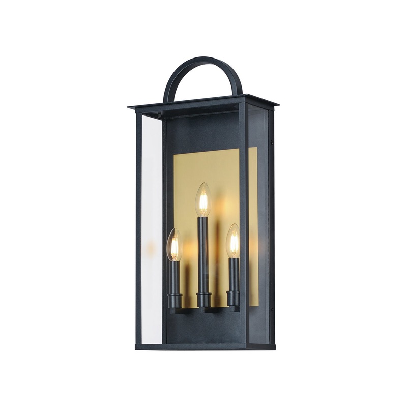 Manchester Three Light Outdoor Wall Sconce in Black