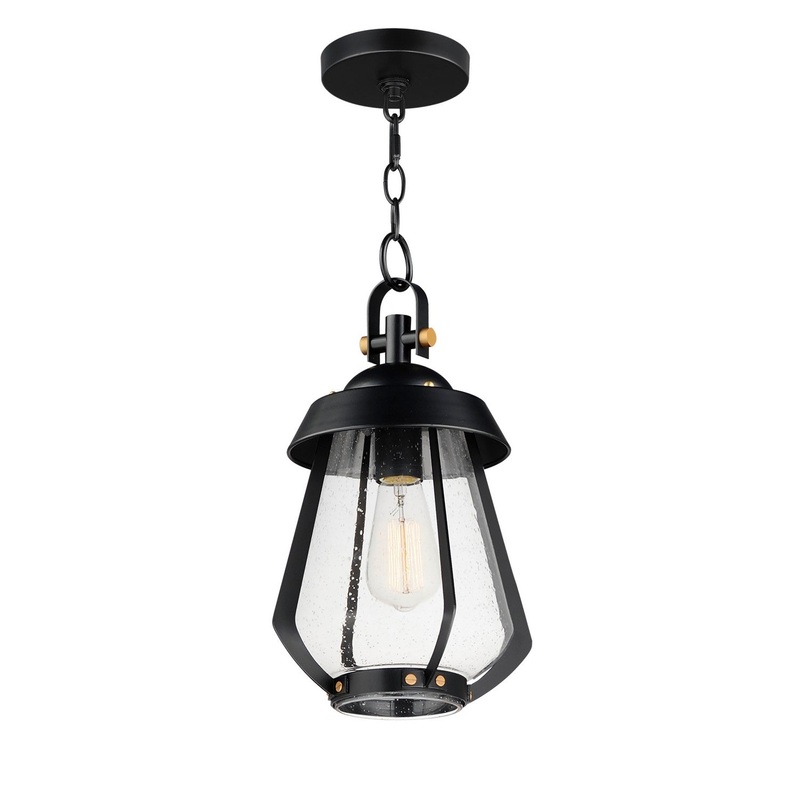 Mariner One Light Outdoor Pendant in Black / Antique Brass