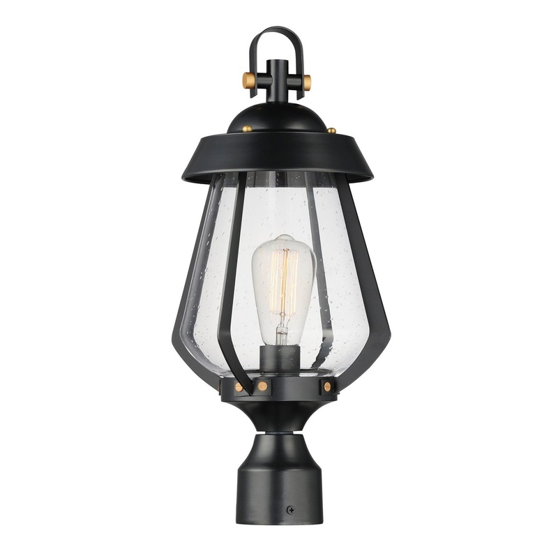 Mariner One Light Outdoor Pier/Post Mount in Black / Antique Brass
