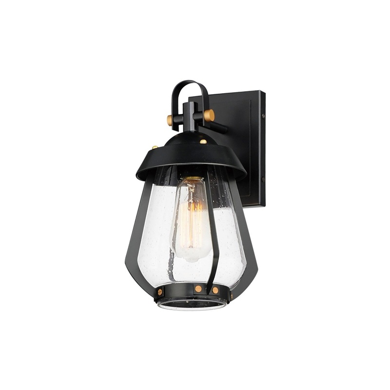 Mariner One Light Outdoor Wall Sconce in Black / Antique Brass