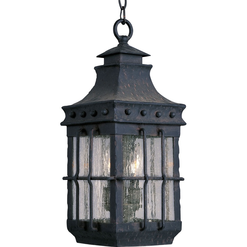 Nantucket Three Light Outdoor Hanging Lantern in Country Forge