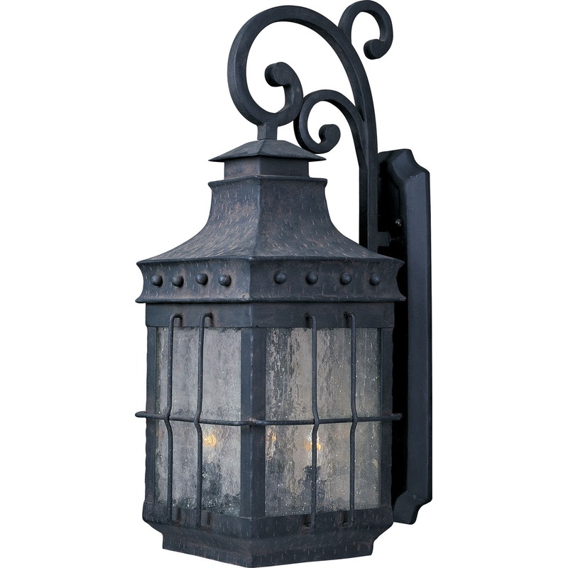 Nantucket Three Light Outdoor Wall Lantern in Country Forge