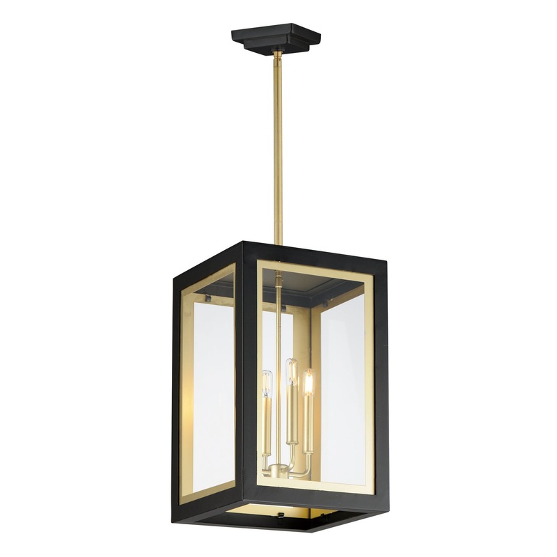 Neoclass Four Light Outdoor Pendant in Black / Gold