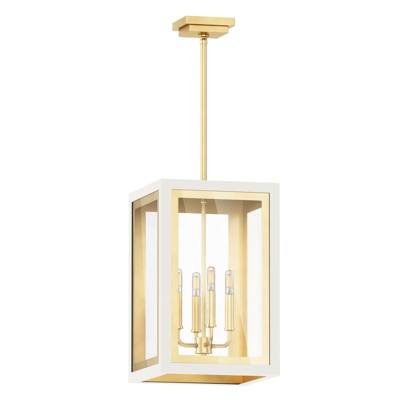 Neoclass Four Light Outdoor Pendant in White/Gold