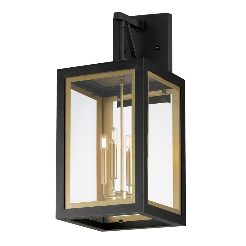 Neoclass Four Light Outdoor Wall Sconce in Black / Gold